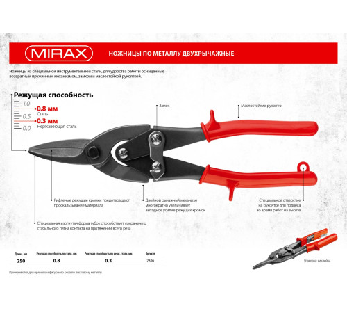 MIRAX 250 мм, прямые ножницы по металлу (2306) купить в Сочи MIRAX 250 мм, прямые ножницы по металлу (2306) купить в Сочи