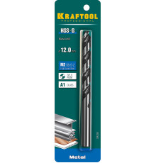 KRAFTOOL HSS-G, 12.0 х 151 мм, сталь P6M5, сверло по металлу (29651-12)