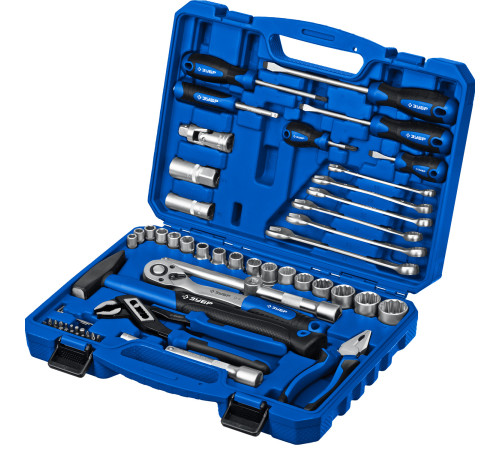 ЗУБР Универсал-63, 63 предм., (1/2″+ 1/4″), универсальный набор инструмента, Профессионал (27670-H58) купить  в Сочи