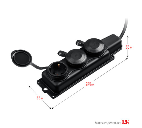 ЗУБР КГ-325-Ш3, КГ, 3 x 2.5 мм2, IP44, 10 м, 3 гн., 4000 Вт, силовой удлинитель, Профессионал (55024-10) купить  в Сочи