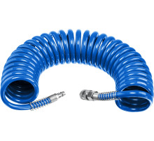 ЗУБР 10 м, 8 х 12 мм, 15 бар, воздушный спиральный шланг с фитингами рапид, Профессионал (6472-10)