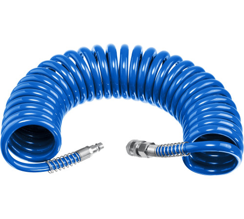 ЗУБР 10 м, 8 х 12 мм, 15 бар, воздушный спиральный шланг с фитингами рапид, Профессионал (6472-10) купить  в Сочи