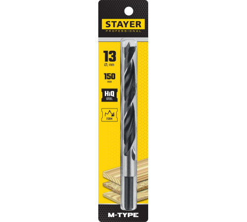 STAYER M-type, 13.0 x 150/95 мм, М-образная заточка, спиральное сверло по дереву (2942-150-13) купить в Сочи STAYER M-type, 13.0 x 150/95 мм, М-образная заточка, спиральное сверло по дереву (2942-150-13) купить в Сочи