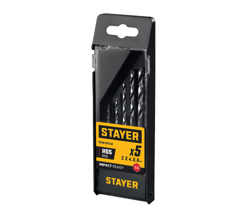 STAYER НЕХ-1/4″, 5 шт, набор сверл по металлу для винтовёртов и шуруповертов IMPACT READY (29603-H5) купить в Сочи STAYER НЕХ-1/4″, 5 шт, набор сверл по металлу для винтовёртов и шуруповертов IMPACT READY (29603-H5) купить в Сочи