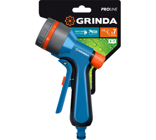 GRINDA F-7, 7 режимов, курок спереди, двухкомпонентный с регулятором напора, поливочный пистолет, PROLine (429120) купить  в Сочи