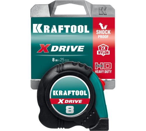 KRAFTOOL X-Drive, 8 м х 25 мм, рулетка (34122-08) купить  в Сочи