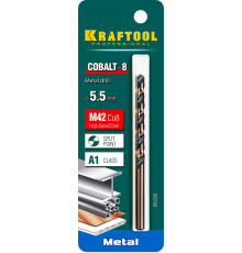 KRAFTOOL COBALT-8, 5.5 х 93 мм, сталь М42, HSS-Co(8%), сверло по металлу (29656-5.5)