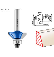 ЗУБР 25.4 x 8 мм, фреза кромочная калевочная (фасочная) №9, Профессионал (28711-25.4)