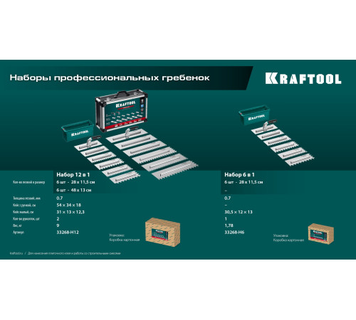 KRAFTOOL 280х115 мм (6шт) - 480х130 мм (6шт), набор нержавеющих гребенок со сменной 2к ручкой, в пластиковом кейсе (33268-H12) купить в Сочи KRAFTOOL 280х115 мм (6шт) - 480х130 мм (6шт), набор нержавеющих гребенок со сменной 2к ручкой, в пластиковом кейсе (33268-H12) купить в Сочи