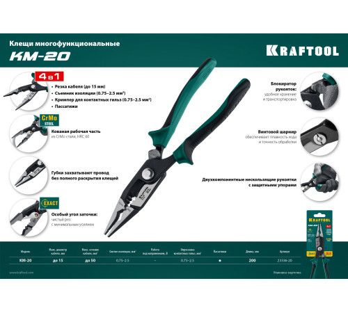 KRAFTOOL KM-20 инструмент для снятия изоляции (23336-20) купить  в Сочи