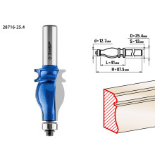 ЗУБР 25.4 x 41 мм, хвостовик 12 мм, фреза кромочная фигурная №5, Профессионал (28716-25.4)