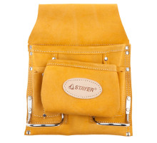 STAYER кожаная, 2 скобы, поясная сумка для инструментов с 8 карманами, Professional (38515)