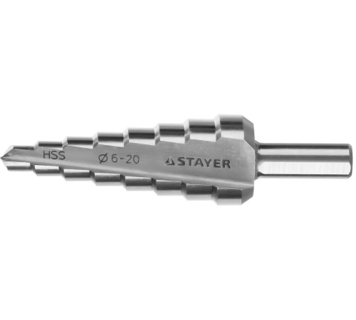 STAYER 6-20 мм, 8 ступеней, сталь HSS, ступенчатое сверло (29660-6-20-8) купить в Сочи STAYER 6-20 мм, 8 ступеней, сталь HSS, ступенчатое сверло (29660-6-20-8) купить в Сочи