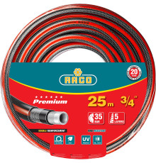 RACO PREMIUM, 3/4″, 25 м, 35 атм, пятислойный, усиленный двумя слоями армирования, поливочный шланг (40300-3/4-25) RACO PREMIUM, 3/4″, 25 м, 35 атм, пятислойный, усиленный двумя слоями армирования, поливочный шланг (40300-3/4-25)