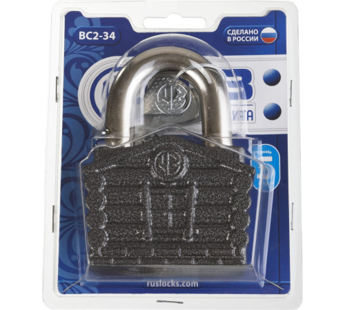 ВС2-34, 76.5 x 34 х 104 мм, дисковый механизм секрета, навесной замок (37220-34) купить  в Сочи