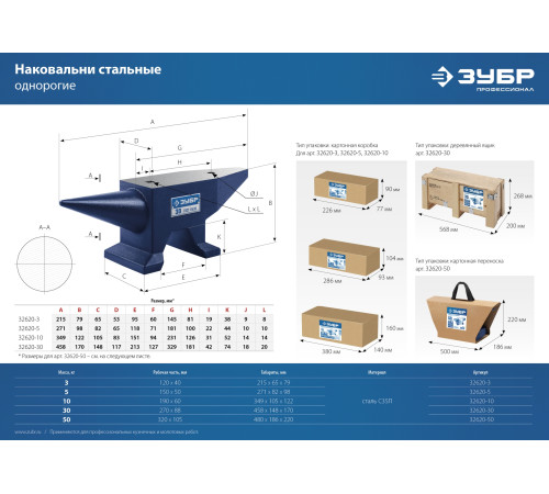ЗУБР 5 кг, стальная наковальня, Профессионал (32620-5) купить  в Сочи ЗУБР 5 кг, стальная наковальня, Профессионал (32620-5) купить  в Сочи