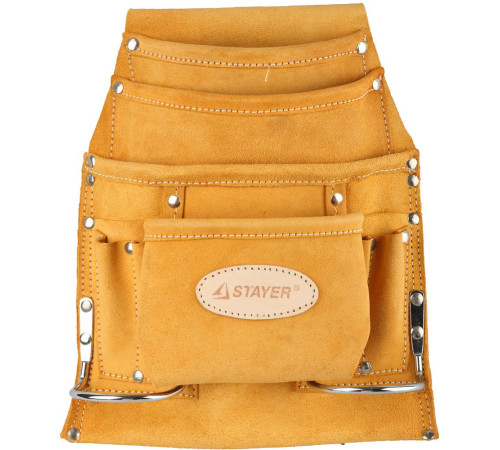 STAYER кожаная, 2 скобы, поясная сумка для инструментов с 10 карманами, Professional (38517) купить  в Сочи