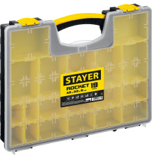 STAYER ROCKET-19, 420 x 330 x 50 мм, (16.5″), пластиковый органайзер с 19 съемными лотками (2-38032)
