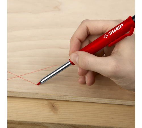 ЗУБР АСК красный, d 2,8 мм, HB, 6 сменных грифелей, автоматический карандаш (06311-3) купить  в Сочи