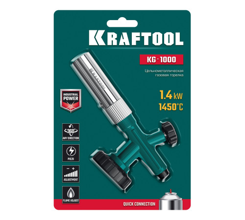 KRAFTOOL KG-1000 цельнометаллическая с пьезоподжигом, газовая горелка на баллон (55514) купить  в Сочи