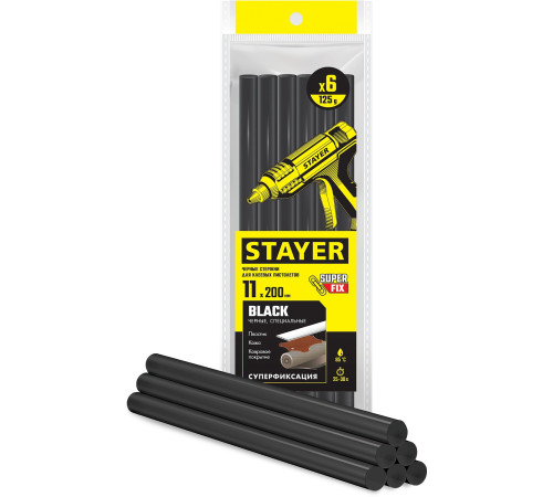 STAYER Black, чёрные, 11 х 200 мм, 6 шт, клеевые стержни, Professional (2-06821-D-S06) купить в Сочи STAYER Black, чёрные, 11 х 200 мм, 6 шт, клеевые стержни, Professional (2-06821-D-S06) купить в Сочи