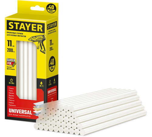 STAYER Universal, 11 х 200 мм, 40 шт, универсальные клеевые стержни, Professional (2-06821-T-S40) купить в Сочи STAYER Universal, 11 х 200 мм, 40 шт, универсальные клеевые стержни, Professional (2-06821-T-S40) купить в Сочи