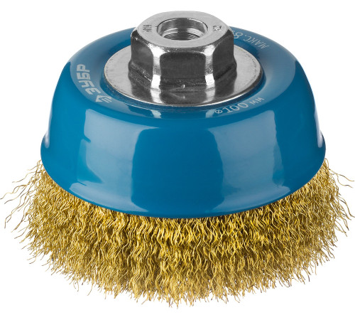 ЗУБР 100 мм, витая стальная латунированная проволока 0.3 мм, чашечная щетка-крацовка для УШМ, Профессионал (3526-100) купить  в Сочи