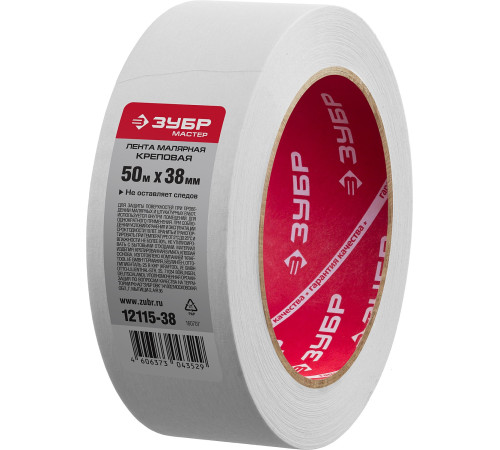 ЗУБР 38 мм х 50 м, креповая, малярная лента, МАСТЕР (12115-38) купить  в Сочи