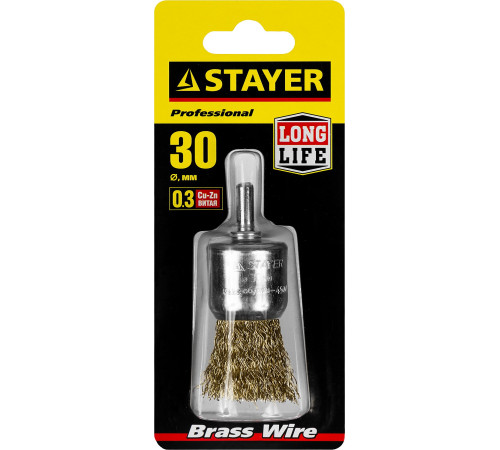 STAYER 30 мм, витая стальная латунированная проволока 0.3 мм, щетка кистевая для дрели (35113-30) купить  в Сочи