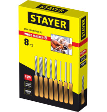 STAYER Wood Master, 8 предм., набор ручных резцов по дереву, Professional (1836)