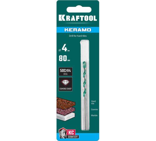 KRAFTOOL Keramo, 4 х 80 мм, тв.сплав КС, сверло по керамограниту (29175-080-4) купить  в Сочи