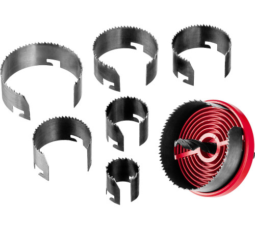 ЗУБР 7 шт, (26-32-38-45-50-56-63 х 18 мм), наборная кольцевая пила по дереву (29593-H7-18) купить  в Сочи