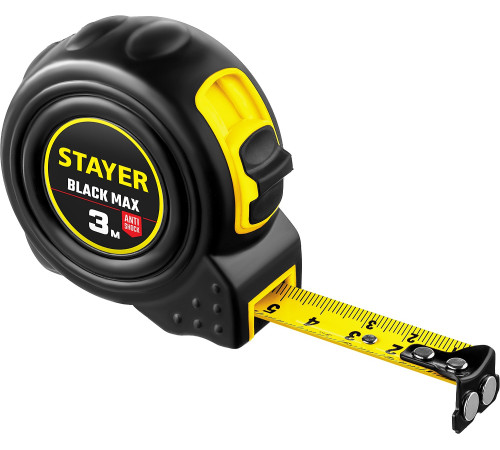 STAYER BlackMax, 3 м х 16 мм, рулетка с двумя фиксаторами, Professional (3410-03) купить в Сочи STAYER BlackMax, 3 м х 16 мм, рулетка с двумя фиксаторами, Professional (3410-03) купить в Сочи