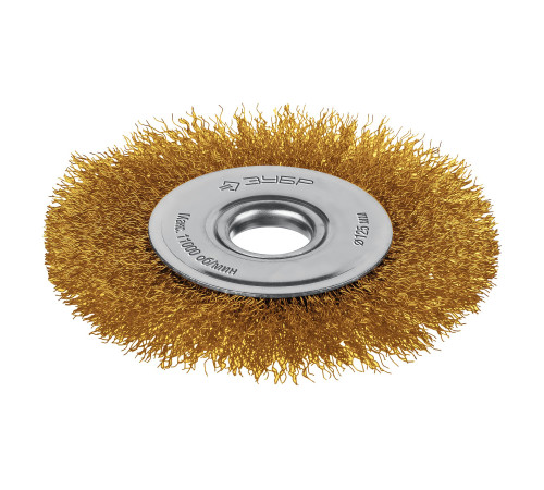 ЗУБР 125х22 мм щетка дисковая для УШМ, витая стальная латунированная проволока 0.3 мм, посад. 22 мм (35171-125) купить  в Сочи