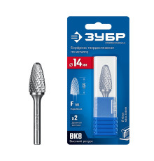 ЗУБР 14х25 мм, тип F (парабола с закругленным углом, радиус 3.5 мм), хв-к 6 мм, твердосплавная борфреза, ПРОФЕССИОНАЛ (28805-14-25)