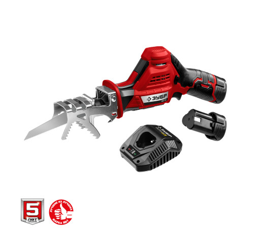 ЗУБР С1-12, 12 В, 80 мм, 2 АКБ (2 А·ч), сабельная пила (СПЛ-125-22) купить  в Сочи