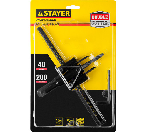STAYER Балеринка, d 40-200 мм, двурезцовое, сверло по дереву регулируемое (2944-200) купить в Сочи STAYER Балеринка, d 40-200 мм, двурезцовое, сверло по дереву регулируемое (2944-200) купить в Сочи