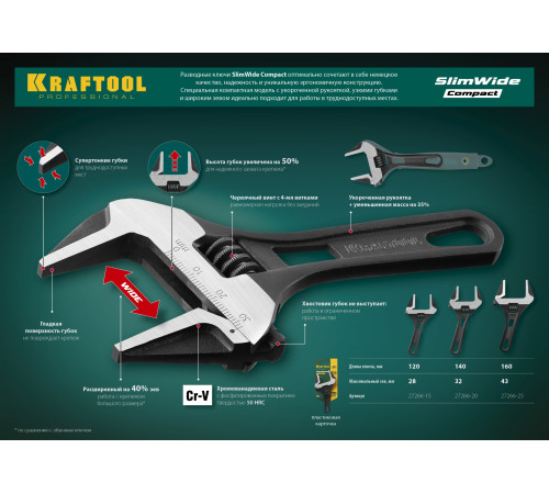 KRAFTOOL SlimWide Compact, 120/28 мм, разводной ключ (27266-15) купить в Сочи KRAFTOOL SlimWide Compact, 120/28 мм, разводной ключ (27266-15) купить в Сочи