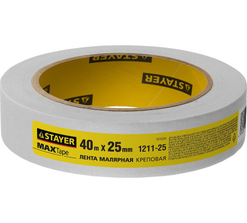 STAYER MAXTape 25 мм х 40 м, креповая, малярная лента, MASTER (1211-25) купить  в Сочи