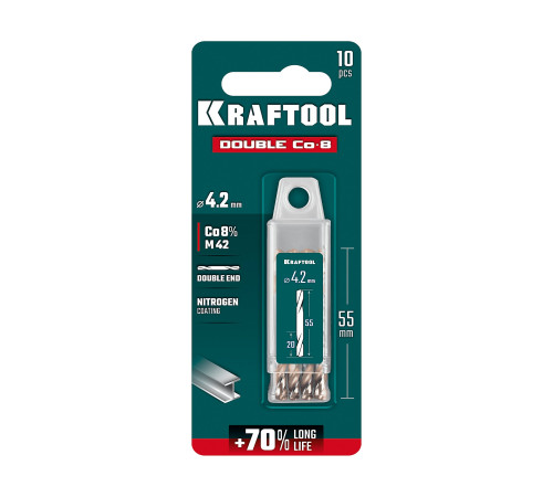 KRAFTOOL DOUBLE Сo-8 4.2х55мм, Сверло двухстороннее по металлу, сталь M42(+8%Co), класс А (29654-4.2-10) купить в Сочи KRAFTOOL DOUBLE Сo-8 4.2х55мм, Сверло двухстороннее по металлу, сталь M42(+8%Co), класс А (29654-4.2-10) купить в Сочи