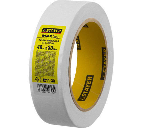 STAYER MAXTape 30 мм х 40 м, креповый, малярный скотч, MASTER (1211-30) купить  в Сочи