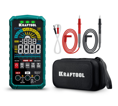KRAFTOOL KMS-10 смарт-мультиметр цифровой (59872) для проведения измерений электрических параметров сети и приборов KRAFTOOL KMS-10 смарт-мультиметр цифровой (59872) для проведения измерений электрических параметров сети и приборов