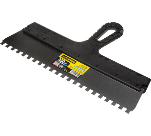 STAYER PROFlat, 350 мм, зуб 8 х 8 мм, пластиковая ручка, зубчатый, нержавеющий фасадный шпатель, Professional (1009-35-08) купить  в Сочи