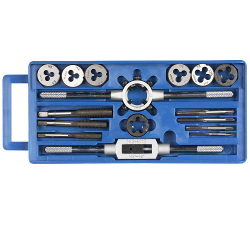 ЗУБР 16 предм., сталь 9ХС, набор метчиков и плашек в пластиковом боксе (28122-H16) купить  в Сочи