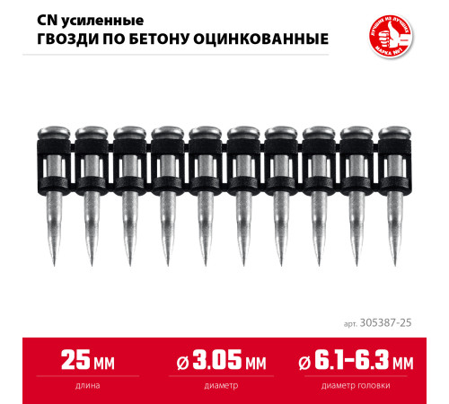 ЗУБР CN усиленные 25 х 3.05 мм, гвозди по бетону оцинкованные, 1000 шт (305387-25) купить в Сочи ЗУБР CN усиленные 25 х 3.05 мм, гвозди по бетону оцинкованные, 1000 шт (305387-25) купить в Сочи