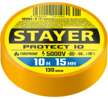 STAYER PROTECT-10, 15 мм х 10 м, 5 000 В, желтая, изолента ПВХ, Professional (12292-Y)