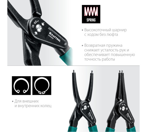 KRAFTOOL 4 шт, 180 мм, съемник стопорных колец (22812-H4) купить  в Сочи