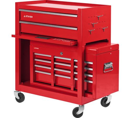 STAYER 616 х 330 х 742 мм, комбо, инструментальная тележка с 2 полками + ящик с 7 полками (38909-K) купить  в Сочи