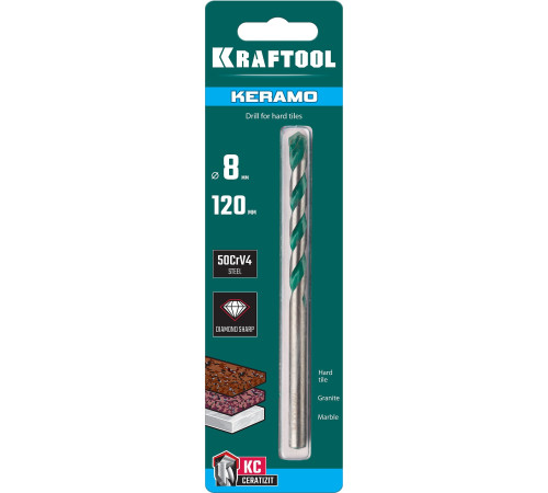 KRAFTOOL Keramo, 8 х 120 мм, тв.сплав КС, сверло по керамограниту (29175-120-8) купить в Сочи KRAFTOOL Keramo, 8 х 120 мм, тв.сплав КС, сверло по керамограниту (29175-120-8) купить в Сочи