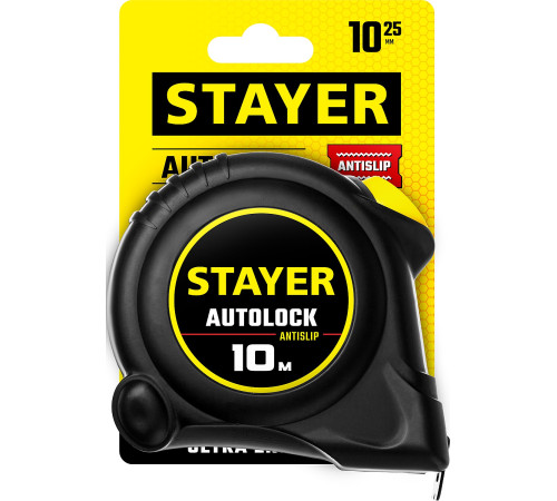 STAYER AutoLock, 10 м х 25 мм, рулетка с автостопом (2-34126-10-25) купить  в Сочи